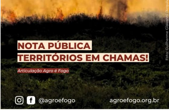 Articulação Agro é Fogo publica “NOTA PÚBLICA – TERRITÓRIOS EM CHAMAS’ contra incêndios criminosos
